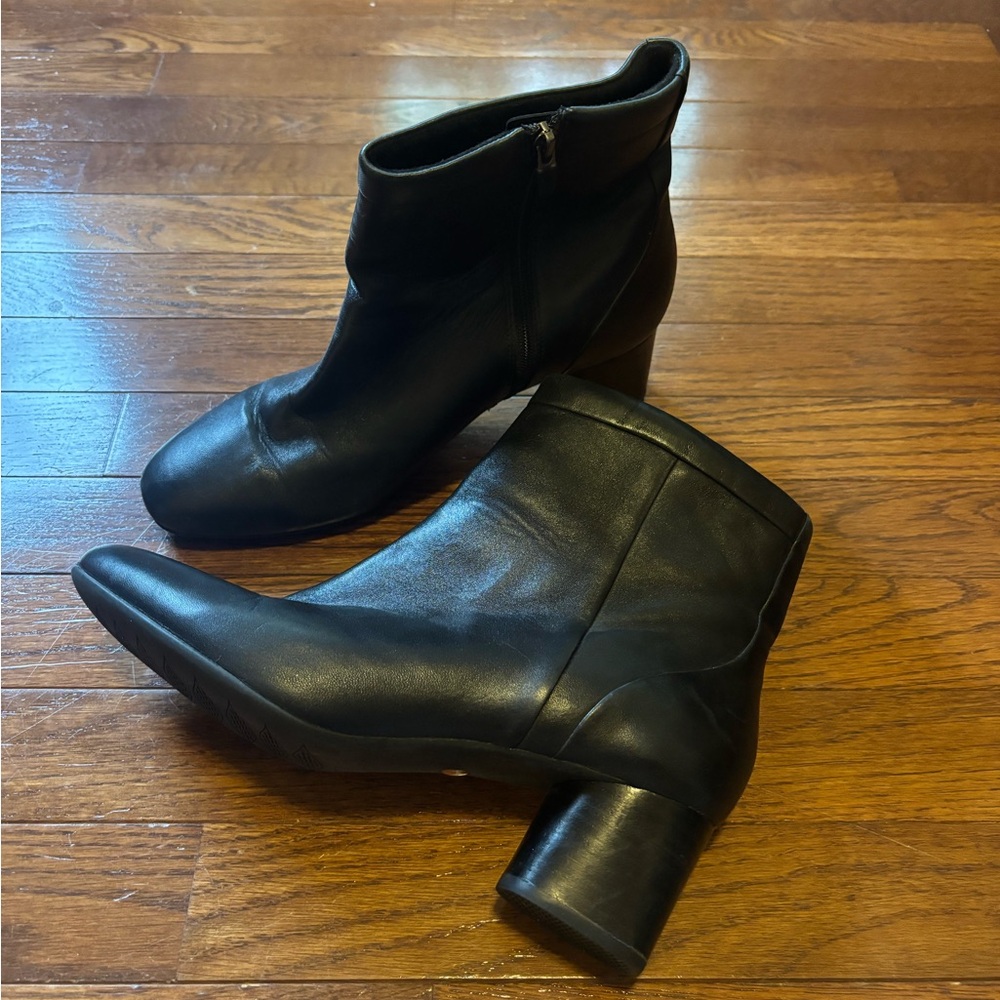 Clarks Black Heeled Boots with Chunky Block Heel